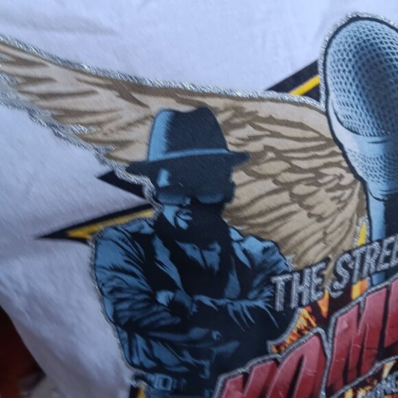 Vintage Y2K T-shirt Medium Hip Hop Gangsta Glitter No Mercy Glitter Gildan white - Picture 3 of 6